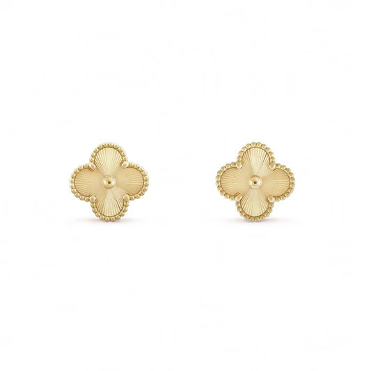 Golden Guilloché | Clover Earrings