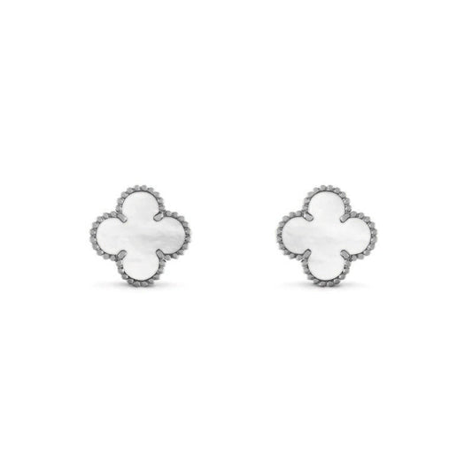 Silver White | Clover Earrings