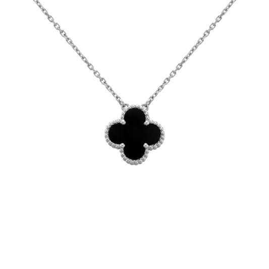 Silver Black | Clover Necklace