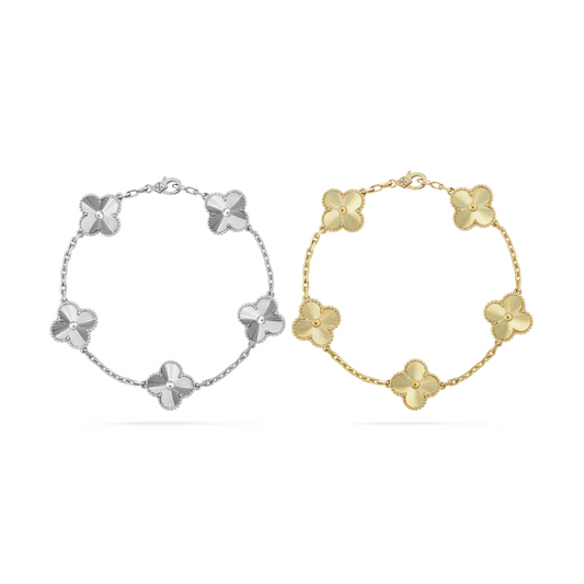 Golden Guilloché Luxe | Clover Bracelet Set